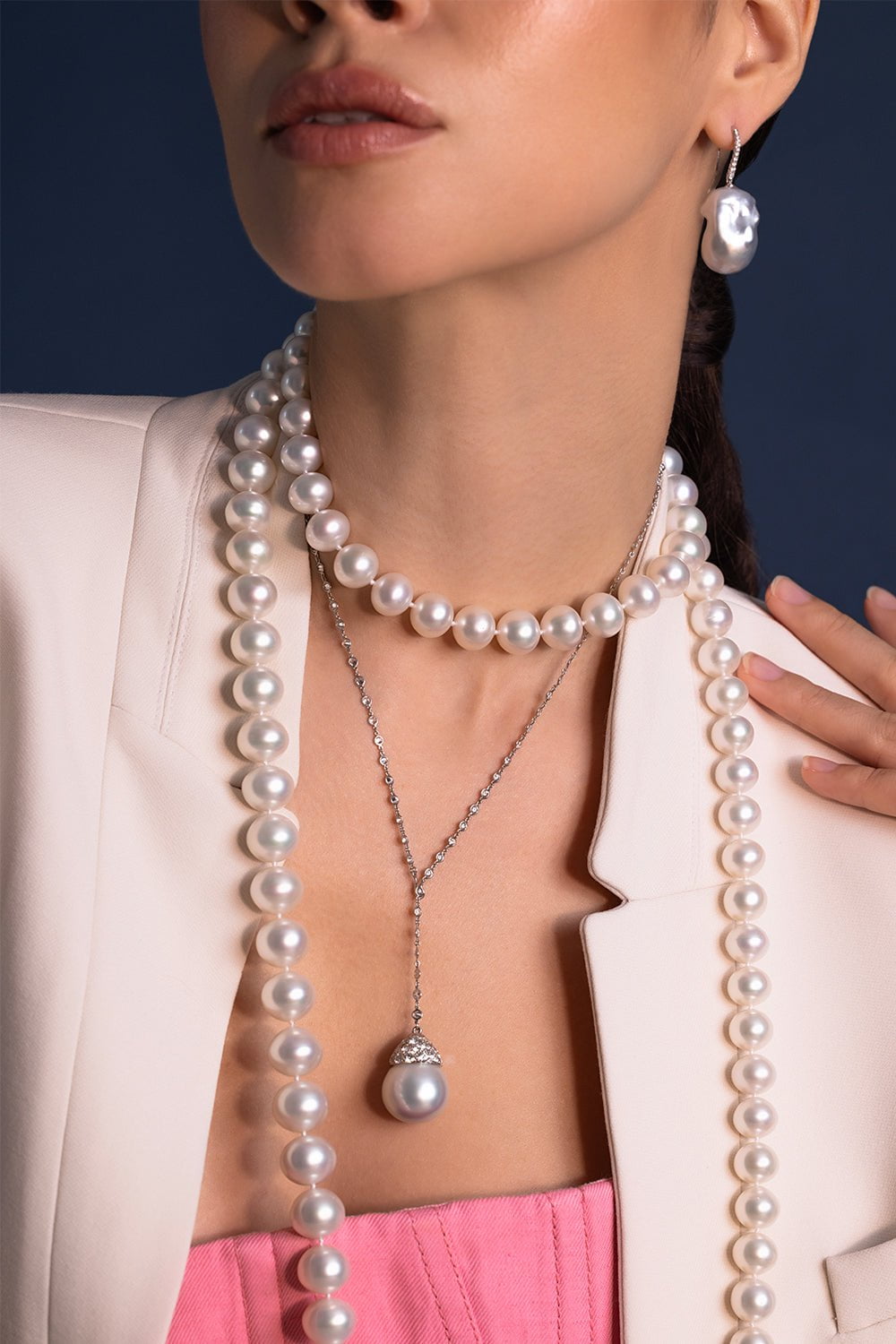 7mm Pearl Necklace with Royal Pearl Clasp - Pearl & Clasp